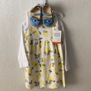 Lemon dress + cardigan + shoes / 18 month